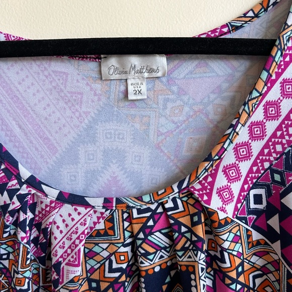 Olivia Matthews Women’s Multicolor Geometric Maxi Dress 2X - Picture 2 of 4